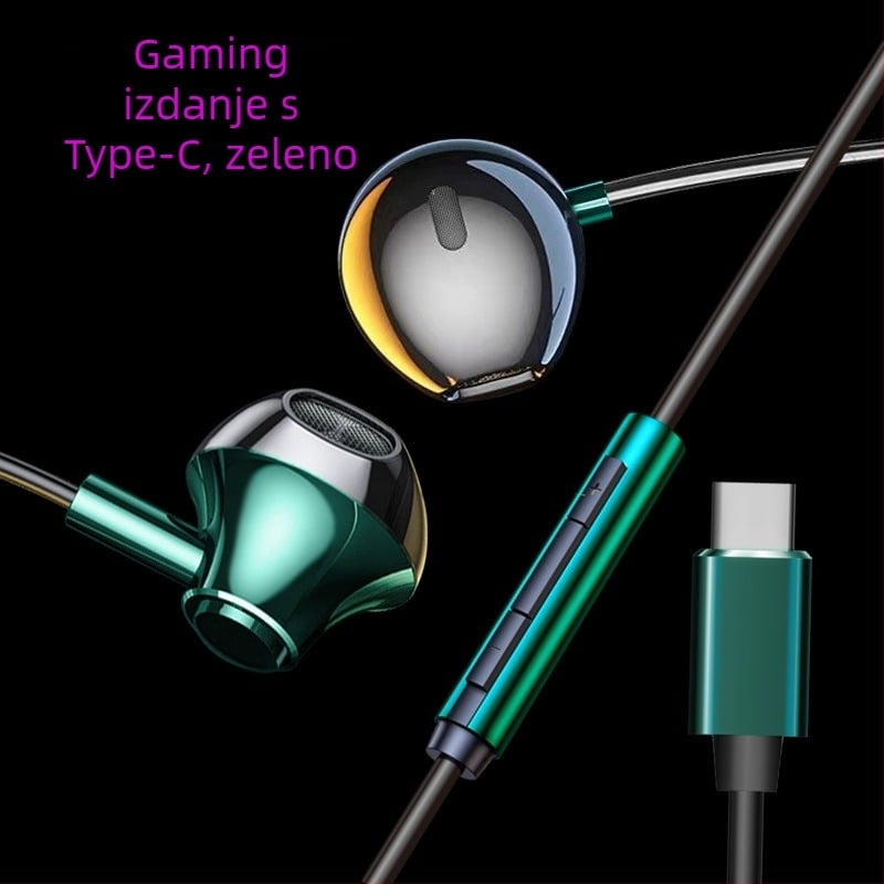 Žične slušalice za gaming karaoke s digitalnim čipom, Type-C i dvostrukim 3,5 mm sučeljem za Esports