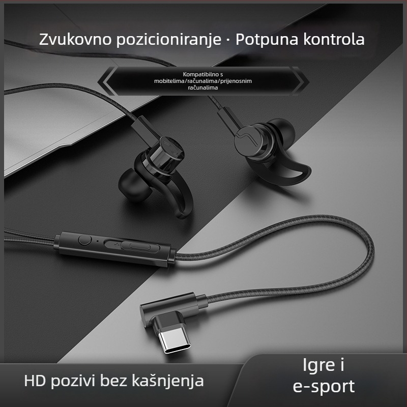 Novo žičano gaming in-ear slušalice s mikrofonom, kompatibilne s Huawei, OPPO, Xiaomi i vivo