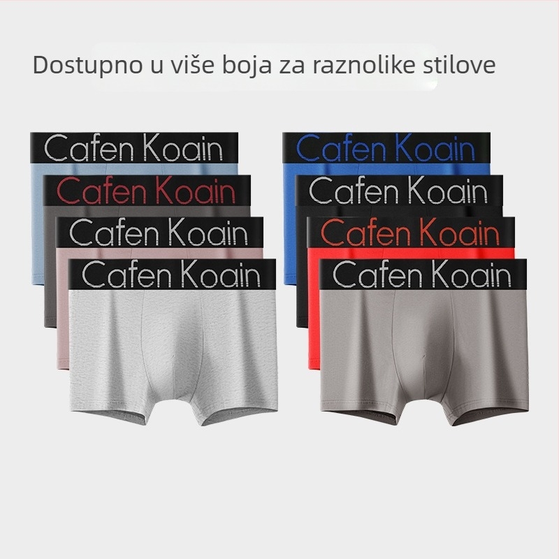 Koaia cafe Muške pamučne bokserice, srednji struk, srebrena traka na pojasu, U-oblik džep, udobne i prozračne