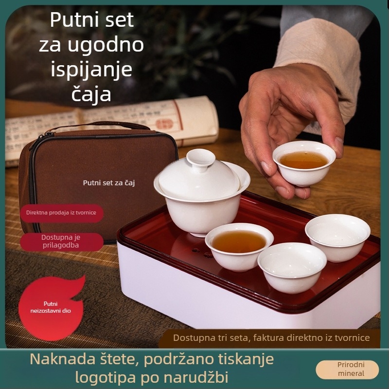 Kung Fu putni čajni set – prenosni kamping set s čašom i poklopcem