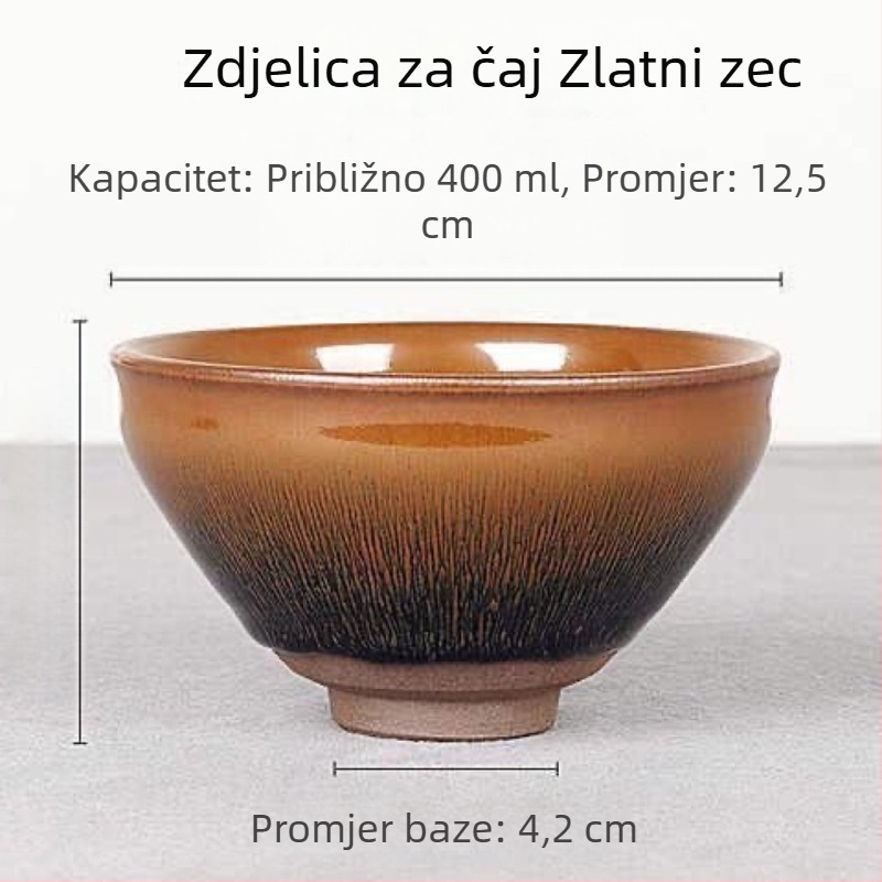 Set za čaj Jianzhan, Jianyang, dinastija Song, 12,5 veliki, tijelo od željeza, boja ispod glazure