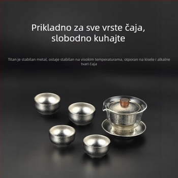 Čajni set od čistog titana s dvostrukim stijenkama u darovnoj kutiji, Gongfu čaj set, za dom i ured