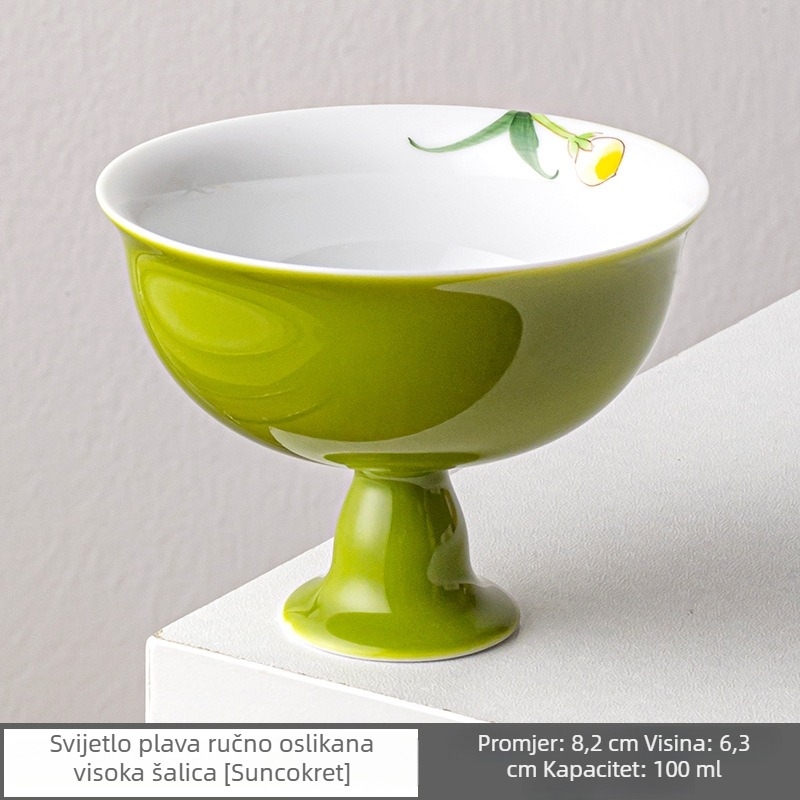 Ručni oslikana porcelanska šalice za kung fu čaj s motivom leptira i cvijeća, kineski retro stil, ženski set za čaj