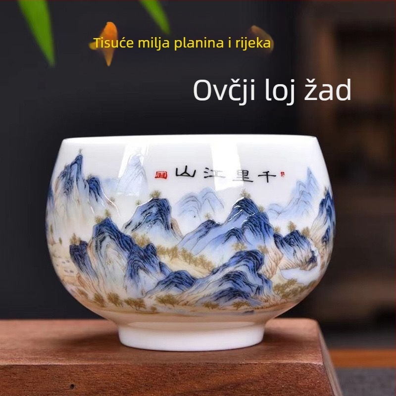 Dehua porculanska Gongfu čajna šalica – velika šalica Qianli Jiangshan, čajna posuda za degustaciju i meditaciju