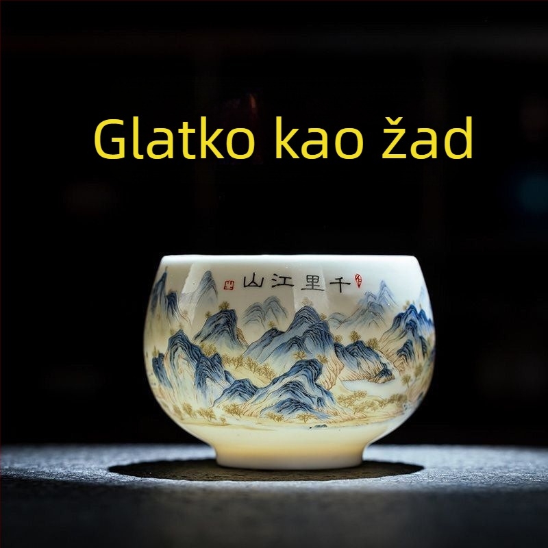 Dehua porculanska Gongfu čajna šalica – velika šalica Qianli Jiangshan, čajna posuda za degustaciju i meditaciju