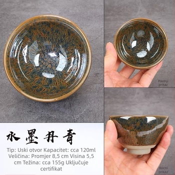 Ručna Jianyang Jianzhan šalica s Ink Wash motivom, originalna mineralna glazura, čajna šalica