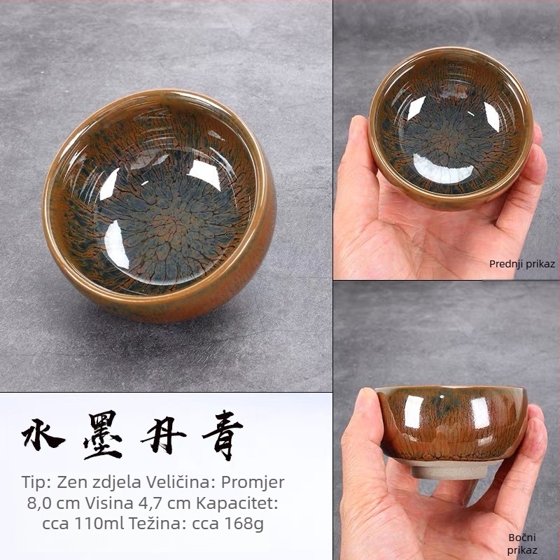 Ručna Jianyang Jianzhan šalica s Ink Wash motivom, originalna mineralna glazura, čajna šalica