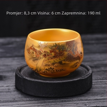 Porcelanska čajna šalica s pozlaćenim motivima: osam konja, Zen šalica, šalica Kralja Zmajeva, devet breskvi, majstorska šalica, osobna šalica