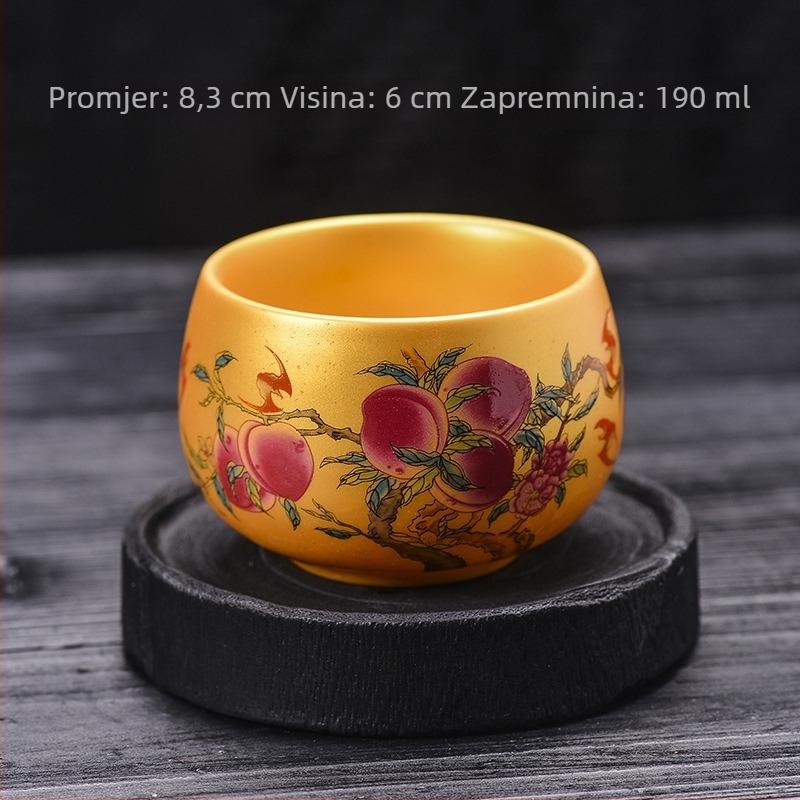 Porcelanska čajna šalica s pozlaćenim motivima: osam konja, Zen šalica, šalica Kralja Zmajeva, devet breskvi, majstorska šalica, osobna šalica