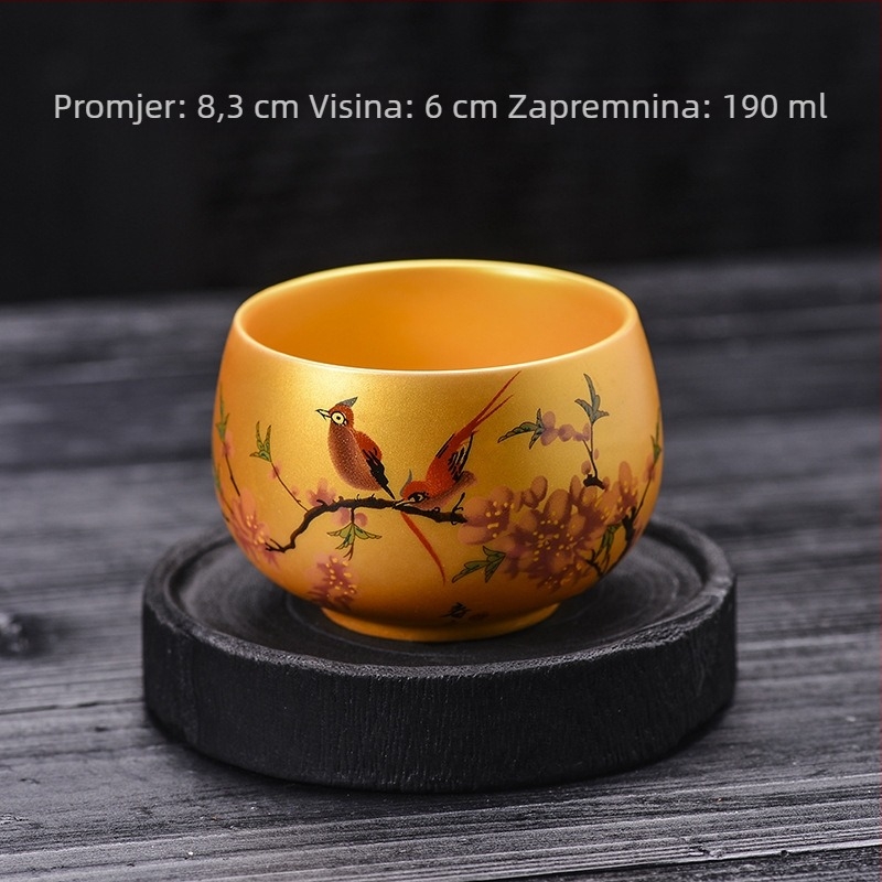 Porcelanska čajna šalica s pozlaćenim motivima: osam konja, Zen šalica, šalica Kralja Zmajeva, devet breskvi, majstorska šalica, osobna šalica