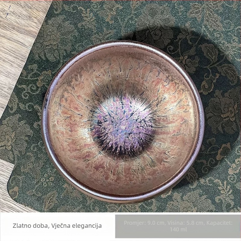Visokokvalitetna Jian Zhan keramička šalice za čaj, ljubičasto-zlatna glazura, Baihua stil, za osobnu upotrebu, kineski stil