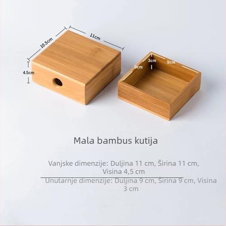 Drvena kutija za nakit s prilagodljivom unutarnjom podstavom, kompaktna kutija za pohranu narukvica, dimenzije 11×11×4,5 cm
