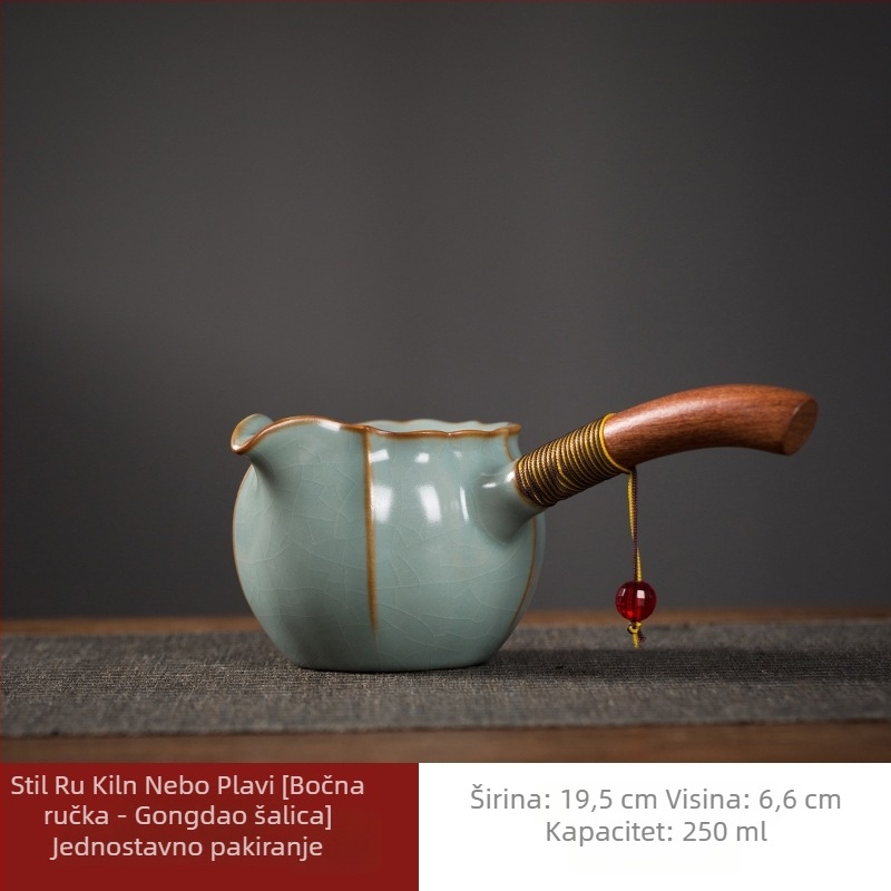 Porcelanski čajni set s bočnom ručkom i čašom za ravnomjerno sipanje čaja, velikim kapacitetom čajnog pladnja, glazura s ledenim pukotinama