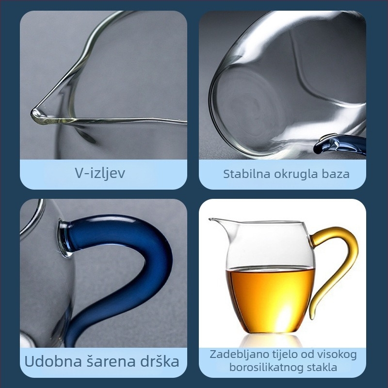 Gongfu čaj šalice od borosilikatnog stakla s držačem i elegantnim izljevom