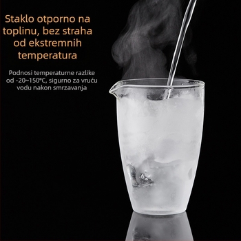 Debelo staklo za ravnomjerno posluživanje čaja s dijeličem čaja i prozirnom šalicom s izljevom — dodatak Kung Fu čaju
