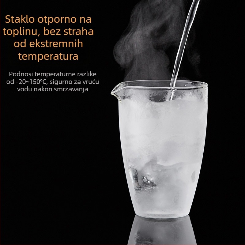 Debelo staklo za ravnomjerno posluživanje čaja s dijeličem čaja i prozirnom šalicom s izljevom — dodatak Kung Fu čaju
