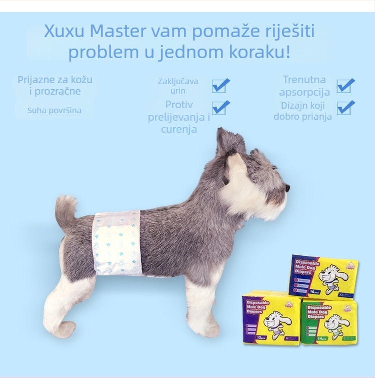 Shh Shh Master pelene za pse i podloške za mokrenje za ženske pse, hlače inkontinencije, 18 kom./paket
