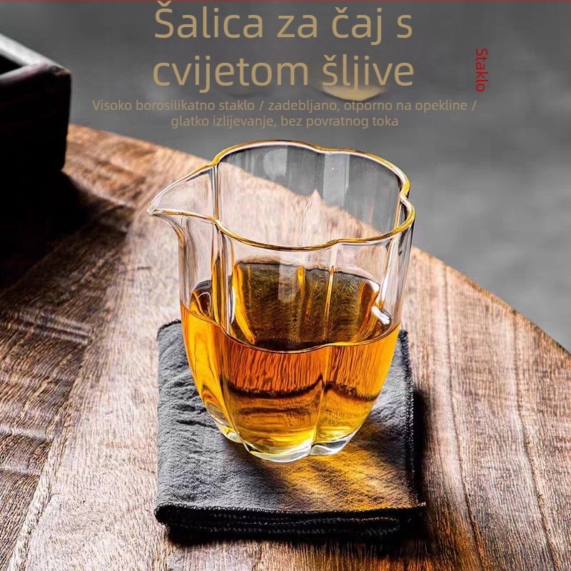Japanski stil staklena šalica za podjelu čaja s laticama, otporna na visoke temperature, za kućnu upotrebu, dodatak Kung Fu čajnom setu, prozirna