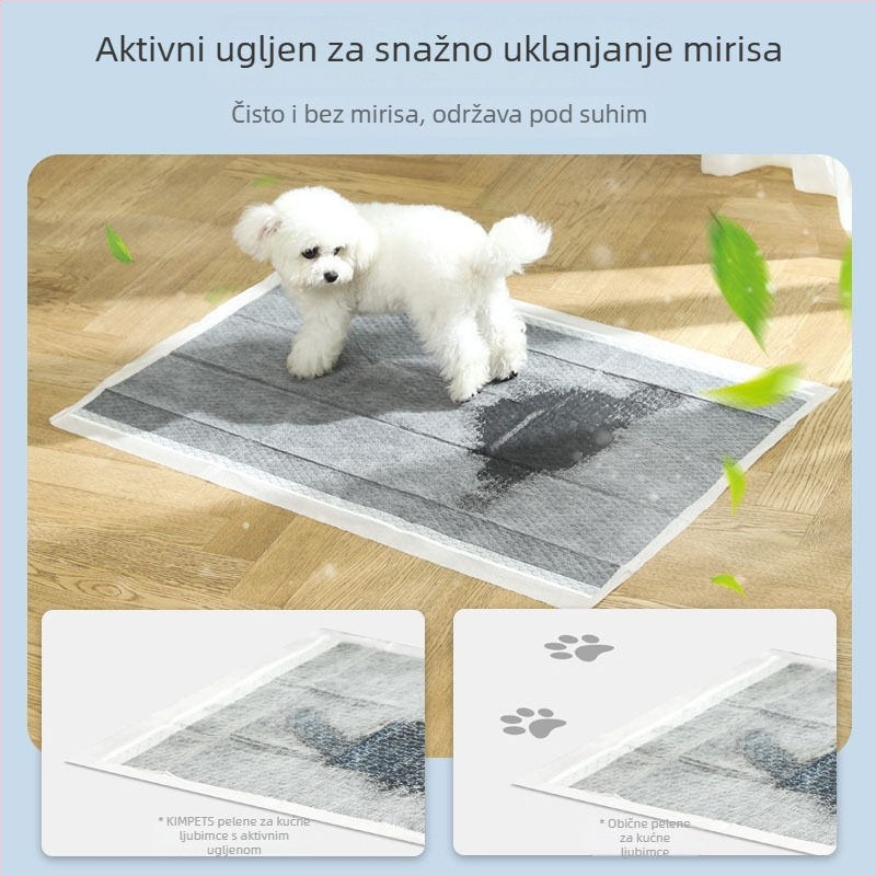 Podloge za mokĉe za kućne ljubimce s aktivnim ugljenom, deblje, dezodorirajuće, upijajuće, 100 komada