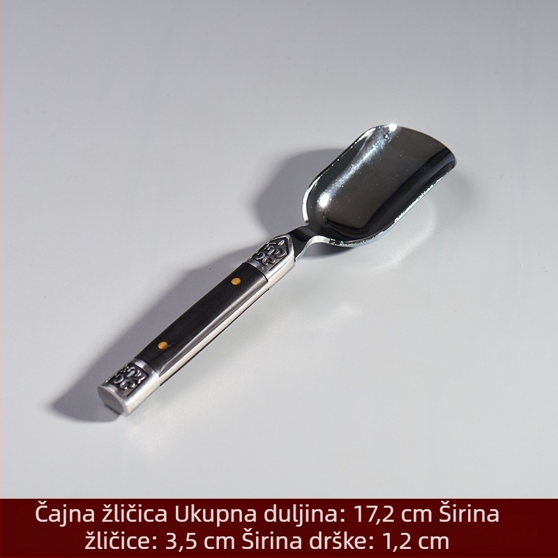 Set noževa za čaj Pu'er s ručkom od ebanovog drveta, nehrđajući čelik, žličica za čaj, čajna igla, čajni konus, klipsa za čaj i dodaci za čajnu ceremoniju