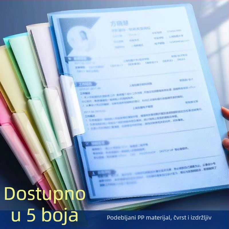 A4 okretni folder sa bočnim zatvaračem, PP materijal, prozirni organizator dokumenata