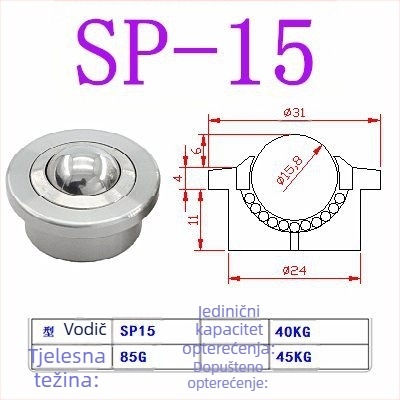 SP Bullseye ležajna kugla sa koracima, teški teret – kuglični kotač SP15 SP25 SP22 SP30, universalni Bullseye kotač