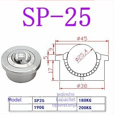 SP Bullseye ležajna kugla sa koracima, teški teret – kuglični kotač SP15 SP25 SP22 SP30, universalni Bullseye kotač