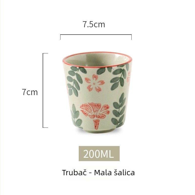Čajnik u japanskom stilu sa šalicou, retro keramički čajni set plavo-bijeli porcelin s ručno oslikanom površinom