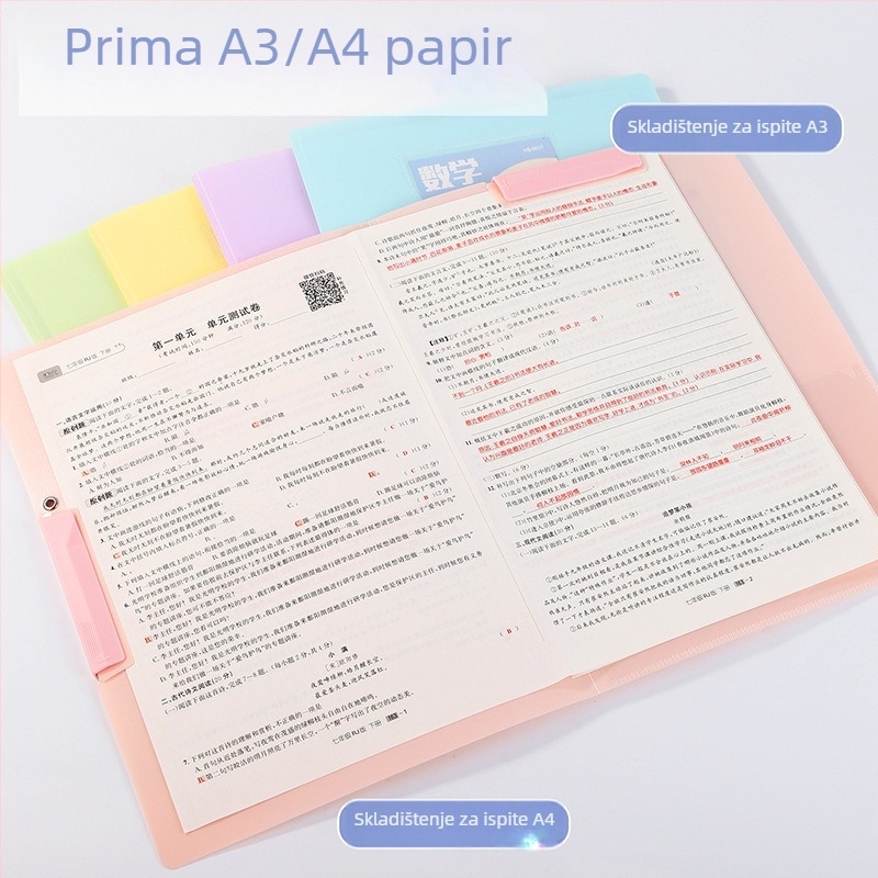 A3 rotirajući arhivski dosje s klipsom, proziran, velikog kapaciteta, vodootporan za pohranu A4 papira