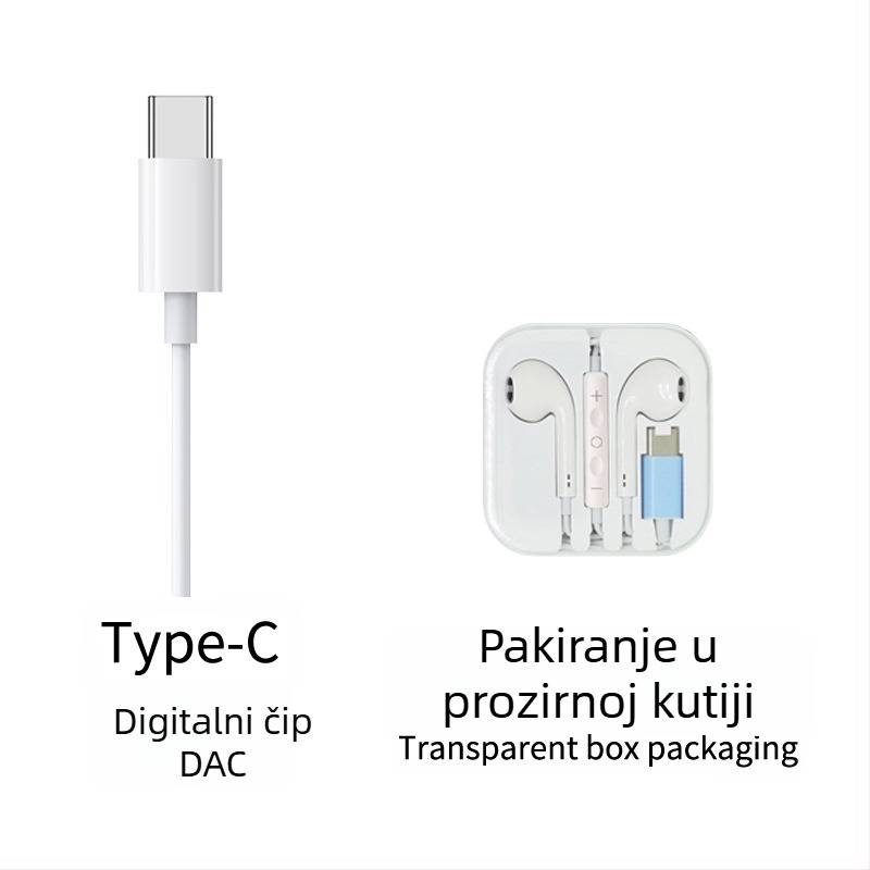 Žičane in-ear slušalice s inline kontrolom, Type-C digitalno dekodiranje, 3.5 mm AUX, za Apple i Samsung
