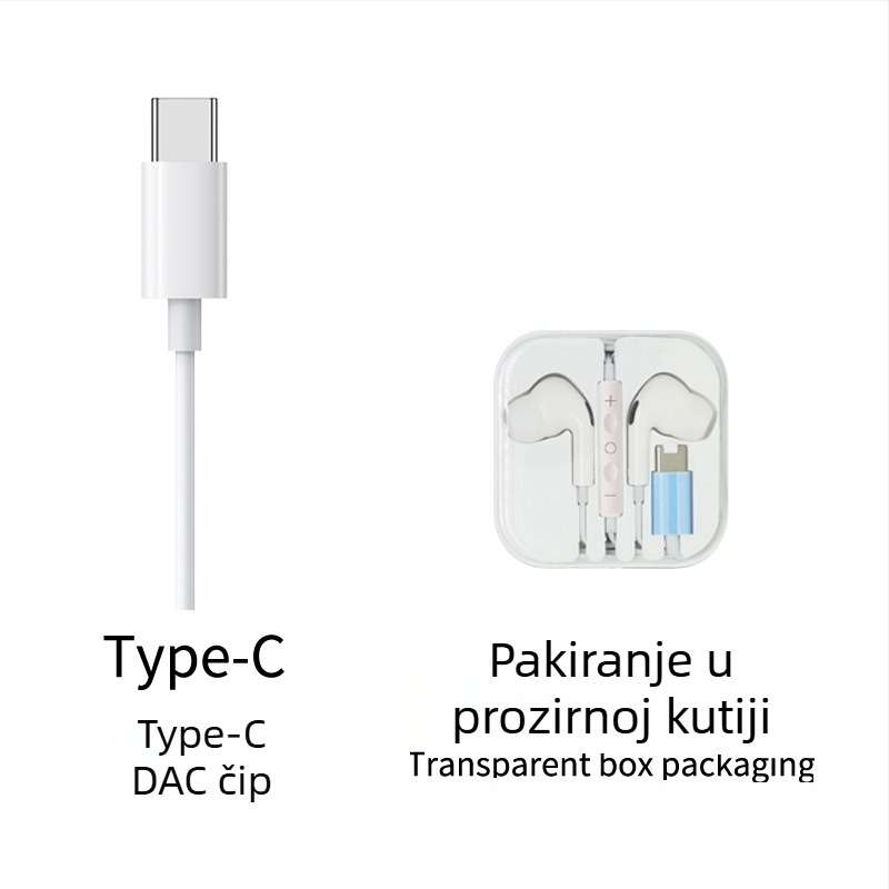 Žičane in-ear slušalice s inline kontrolom, Type-C digitalno dekodiranje, 3.5 mm AUX, za Apple i Samsung