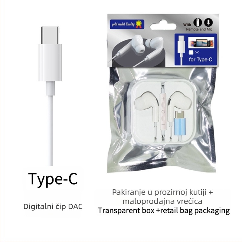 Žičane in-ear slušalice s inline kontrolom, Type-C digitalno dekodiranje, 3.5 mm AUX, za Apple i Samsung