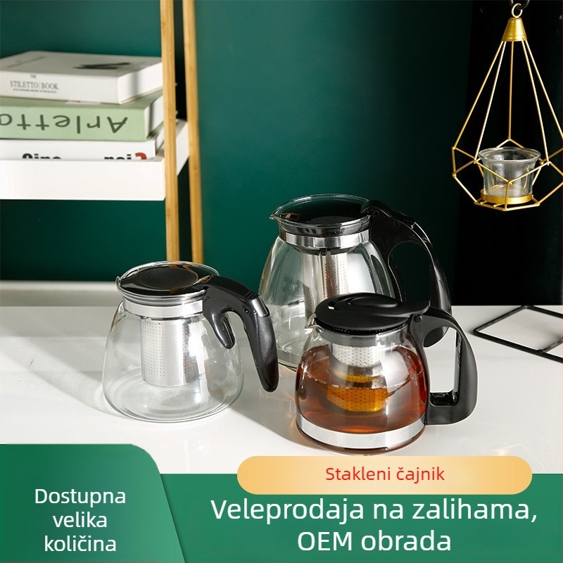 Staklena čajnik visoke temperature, za čaj od cvijeta, višefunkcionalni čajnik s filtrom od nehrđajućeg čelika