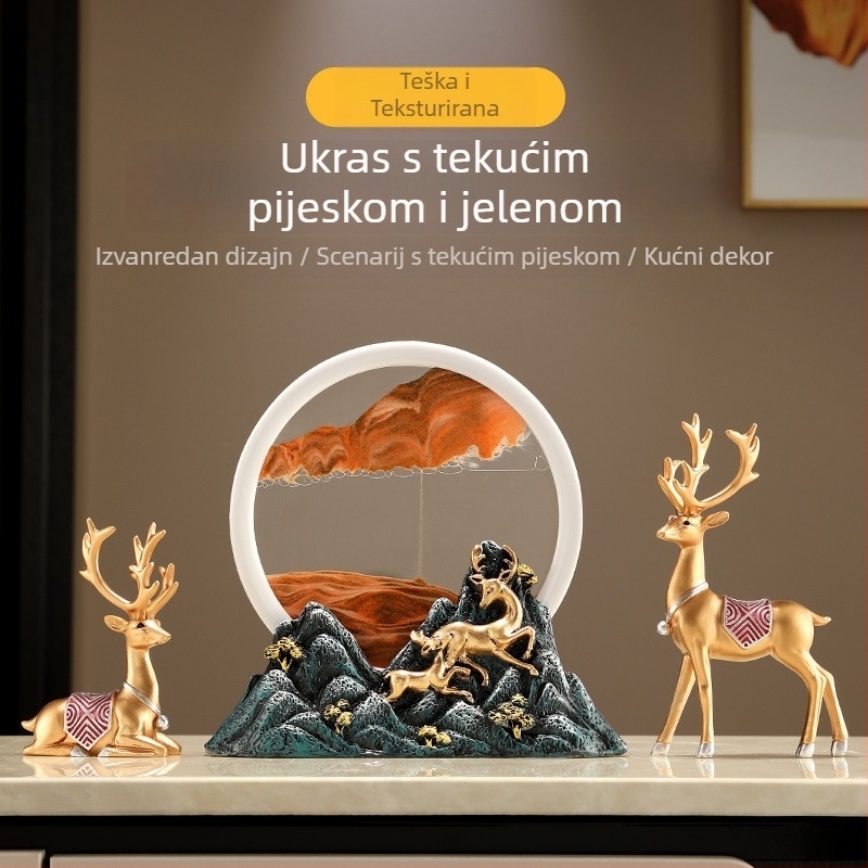 Kreativna dekoracija s tekućim pijeskom u satu s tečnim pijeskom, luksuzan dodatak dnevnom boravku, TV ormariću i hodniku; motiv blagostanja – dar za useljenje