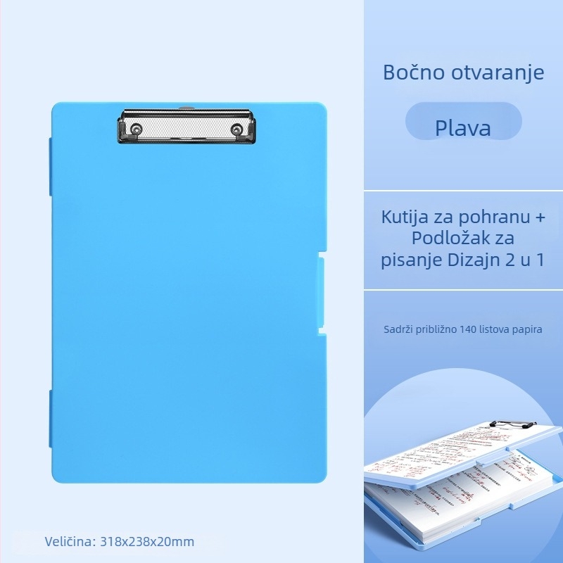 A4 mapa s podlogom za pisanje, kutija za pohranu i klip za ploču; organizator za testne radove učenika osnovne škole.