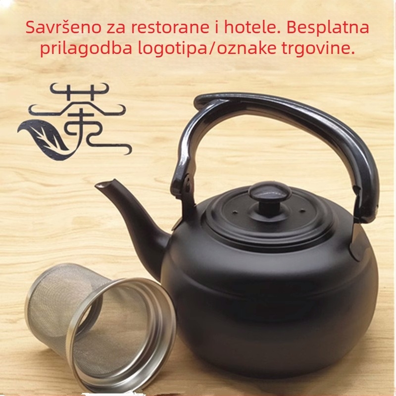 Debeli čajnik od nehrđajućeg čelika za hotele i restorane, crni klasični mali čajnik za indukcijske ploče