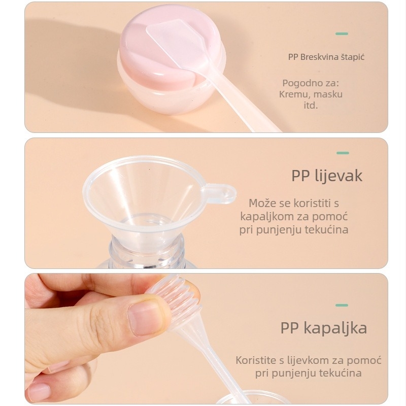 11-dijelni putni set ponovno napunljivih bočica za šampon, gel za tuširanje, losion i sprej