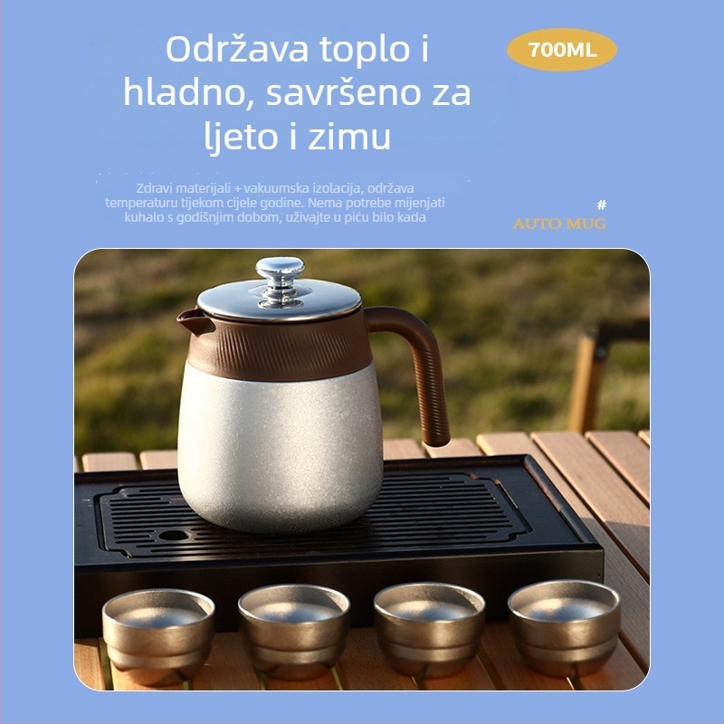 Čajnik s titanijskim premazom, velikog kapaciteta, pogodan za ured i kućnu upotrebu, izolirani čajnik za pripremu čaja