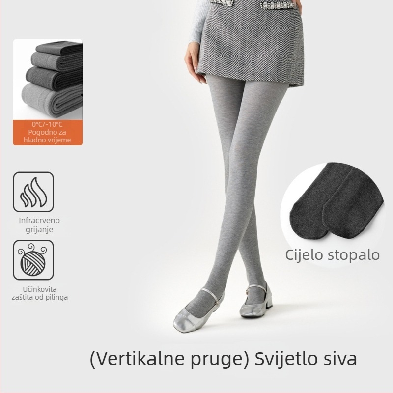 Cool Aini ženske flisirane tajice s flis podstavom, debele, s blagom kompresijom za vitke noge, sive/crne, protuklizne, pune dužine