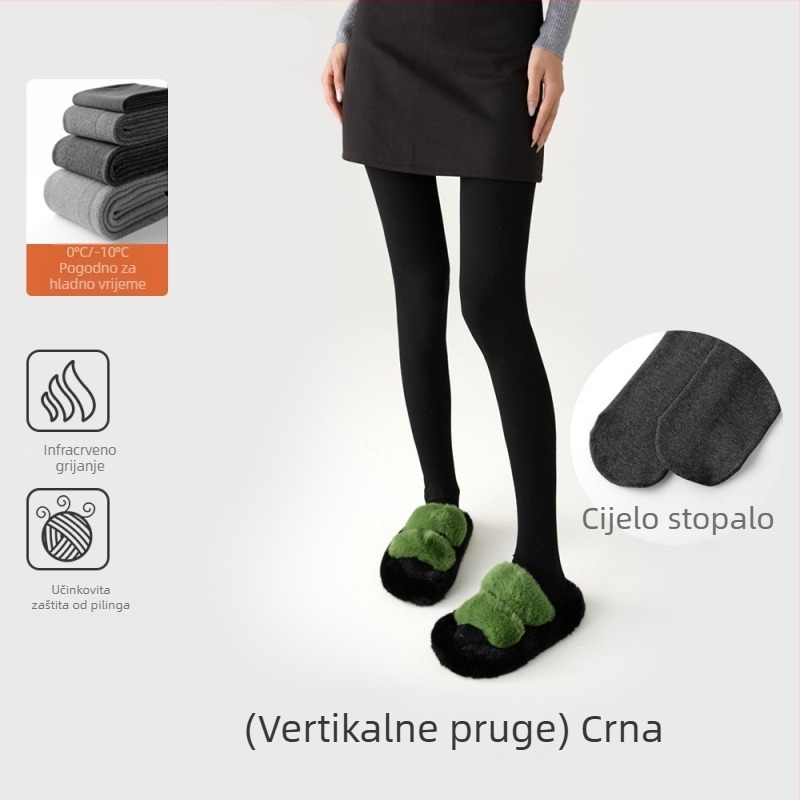 Cool Aini ženske flisirane tajice s flis podstavom, debele, s blagom kompresijom za vitke noge, sive/crne, protuklizne, pune dužine
