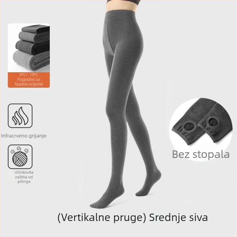 Cool Aini ženske flisirane tajice s flis podstavom, debele, s blagom kompresijom za vitke noge, sive/crne, protuklizne, pune dužine