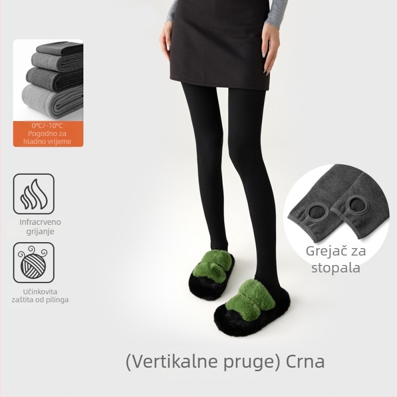 Cool Aini ženske flisirane tajice s flis podstavom, debele, s blagom kompresijom za vitke noge, sive/crne, protuklizne, pune dužine