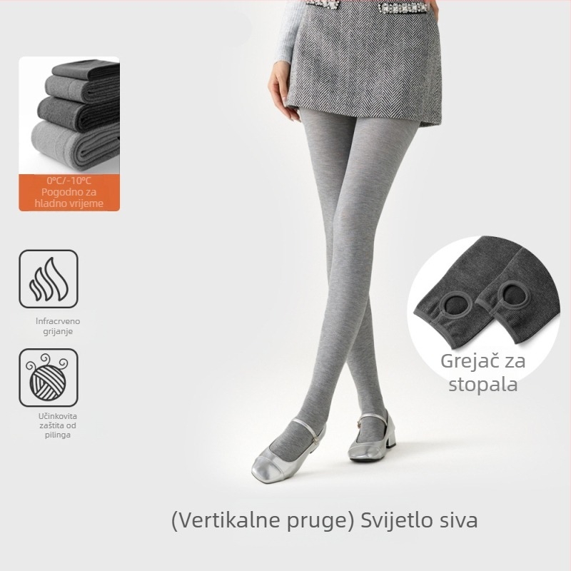 Cool Aini ženske flisirane tajice s flis podstavom, debele, s blagom kompresijom za vitke noge, sive/crne, protuklizne, pune dužine