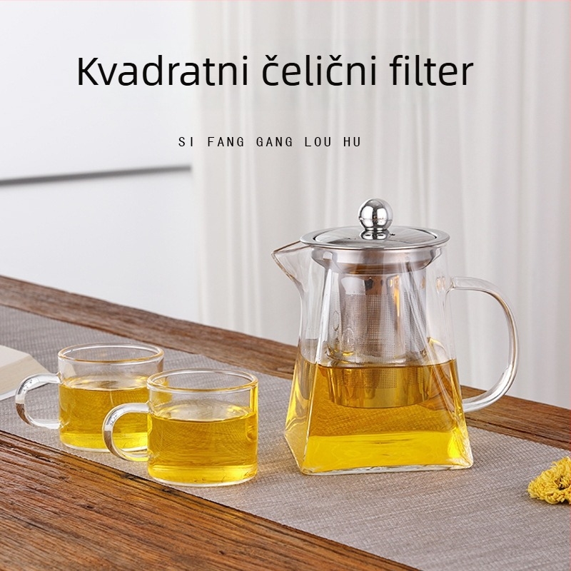 Čajnik od debelog stakla otporan na visoke temperature s filtriranim infuzorom za cvjetni čaj — kućni Kung Fu čajni set