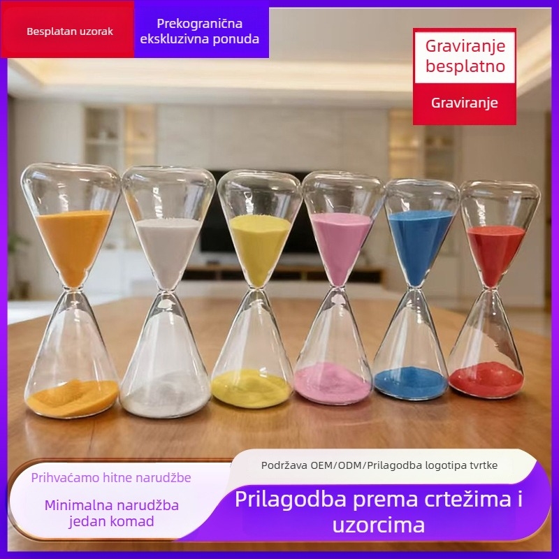 Prilagođeni konični stakleni pješčani časovnik za 30 minuta, mjerač vremena za posluživanje u restoranu s otiskom logotipa