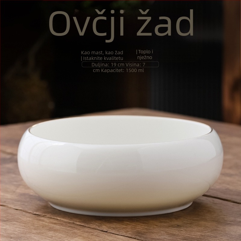 Porcelanski set boje slonova kost za čišćenje čaja: veliki posuda za pranje šalice, posuda za vodu, kanta za ostatke čaja i pepelnjak – dodaci za Kung Fu čajnu ceremoniju