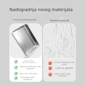 Potpuno zatvorena kutija za mačji WC od nehrđajućeg čelika, ekstra velika, ladica-stil, protiv prskanja, deodorizirajuća, sterilizirajuća