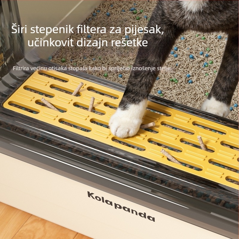Extra velika poluzatvorena kutija za pijesak za mačke s podignutim stranama, otvorenim gornjim dijelom za sprječavanje rasipanja pijeska
