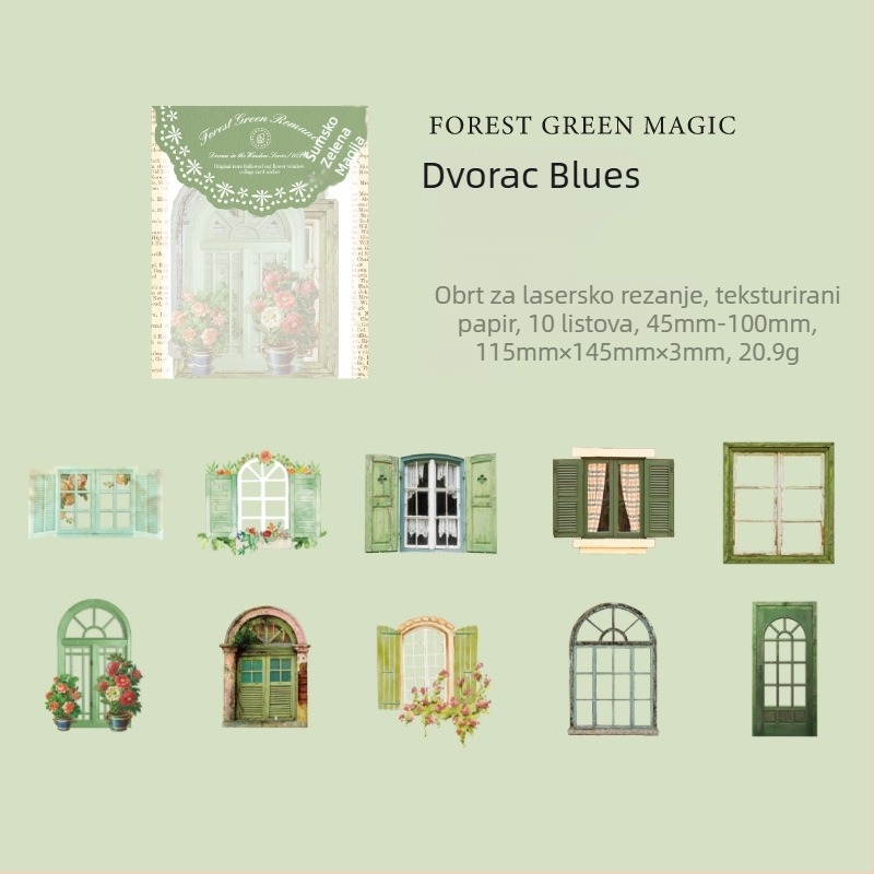 Naljepnice iz Yu Xianove serije Window Dream — retro europskog stila 3D izrezani šuplji prozori za dnevnik i DIY dekoraciju (10 kom.)