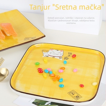 Kreativni zapadnjački tanjur za večeru, kvadratni porculanski tanjur s crtanim motivom, za steak, voće i čaj.